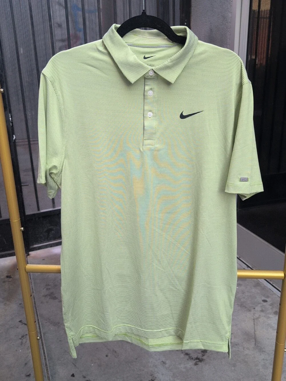 Nike Men’s Light Green Dri-FIT Player Striped Golf Polo Size M-tall NWT